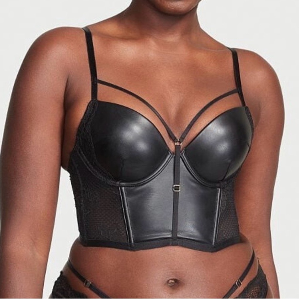 Victoria's Secret Black Leather Bustier